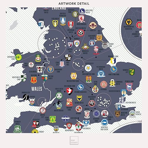 Miniatura 4 de Pop Chart Clubes de fútbol del Reino Unido Póster artístico de 16 x 20 pulgadas Más de 100 clubes de fútbol de Inglaterra, Escocia y Gales en un