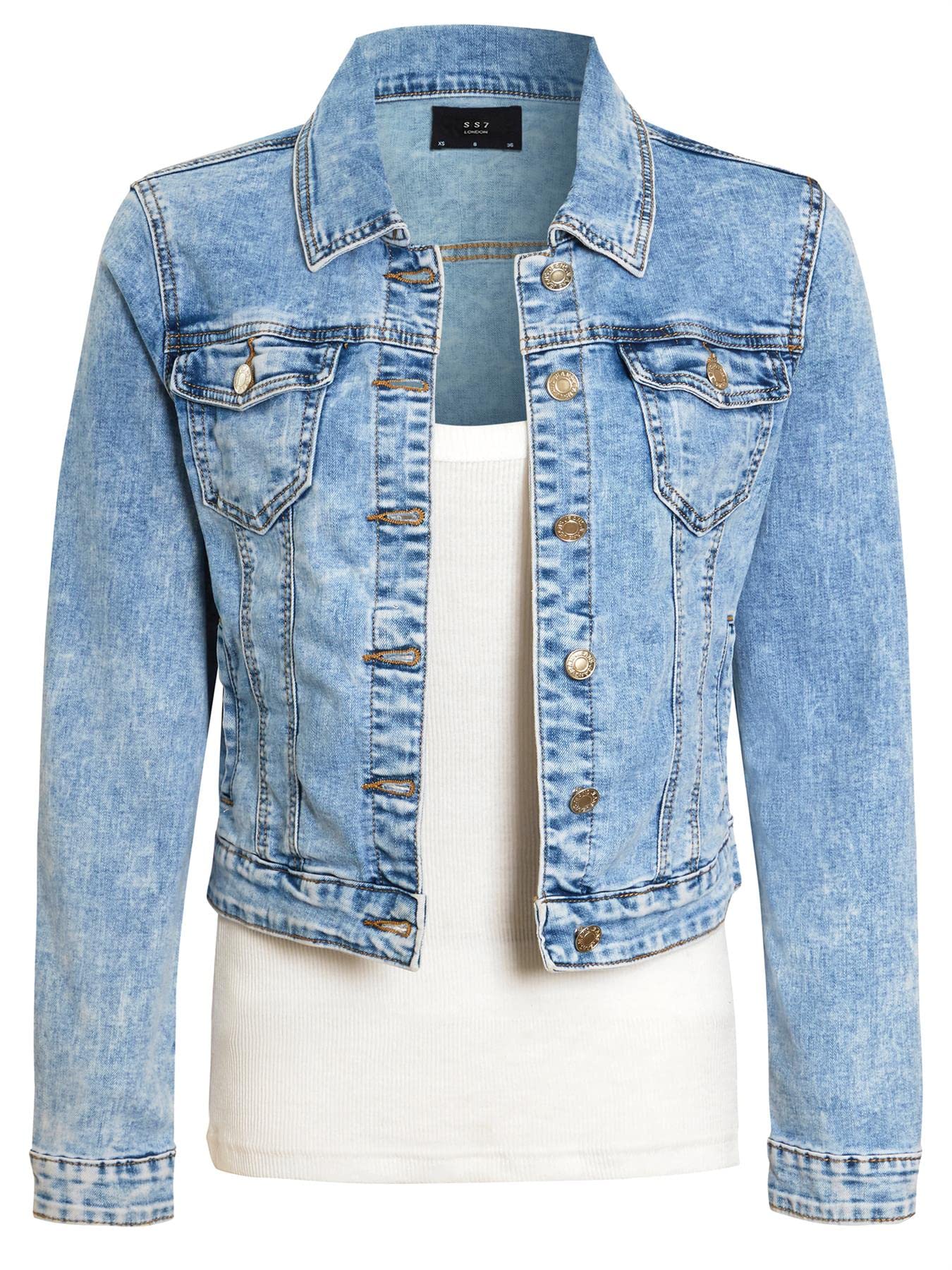 Ss7 Women's Denim Blue Light Blue Denim Jacket With Stretch