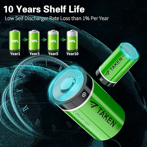 Miniatura 3 de Taken Paquete de 4 123 baterías de litio 3.7V CR123 [se puede recargar] Compatible con cámaras Arlo (VMC3030/VMK3200/VMS3330/3430/3530), linterna,