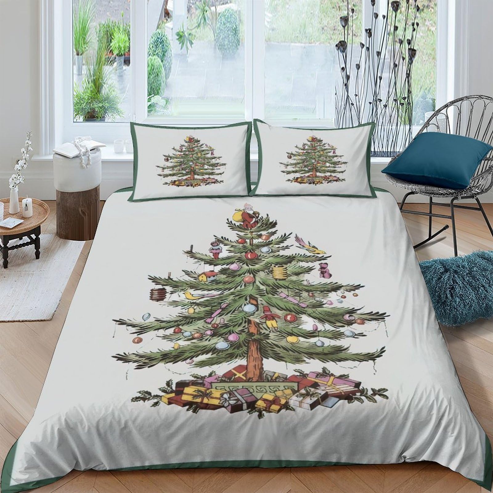 Ctjqhvkz Style-4 3D Printed Christmas Tree Fitted Sheet Microfiber Soft Washable Holiday Decor Mattress Cover For Bedroom Guest Room Single（135X200cm）