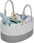 KiddyCare Panier de caddy de couches tissées avec poignée de l'ardoise de caddy panier de couches avec les séparateurs pour bébé garçon/fille, sac de cantate de couches pour mauvais rangement pour voiture