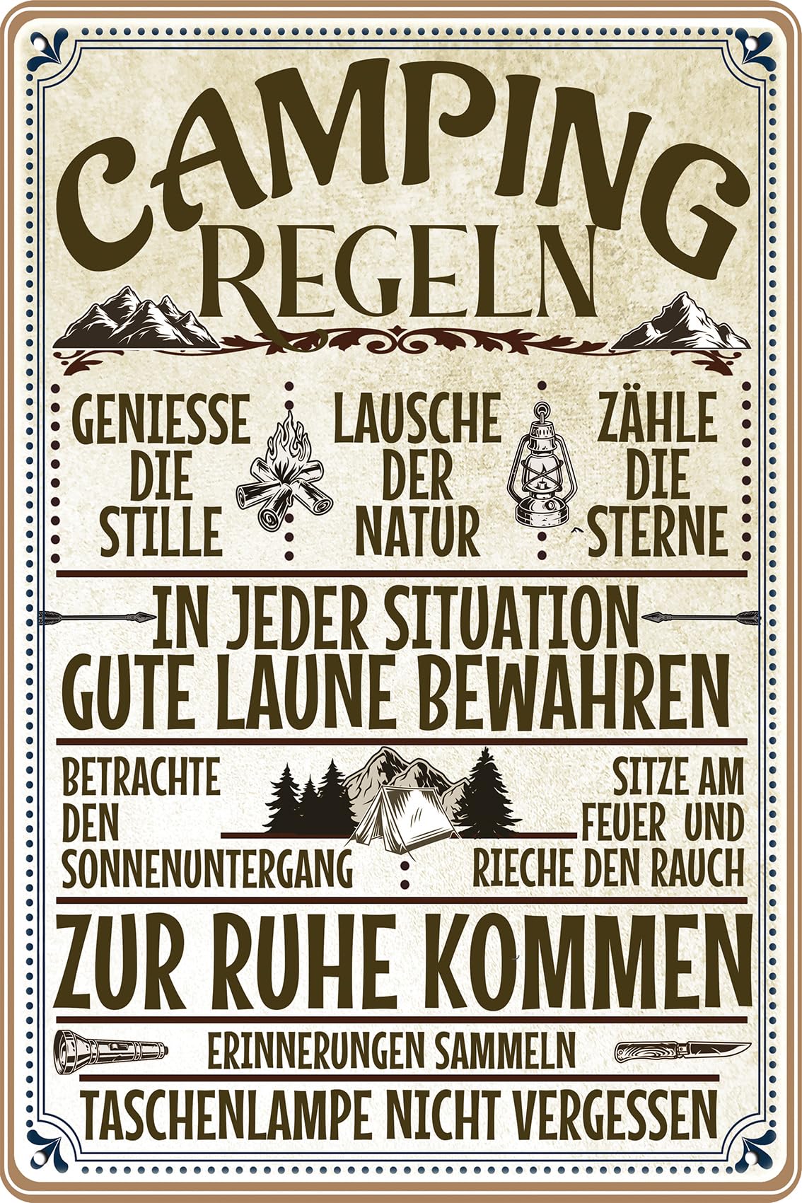 zelten regeln 30 x 20 cm Blechschild - Camping erreichen:65.0 Camping Bockenauer Schweiz in battlebelts