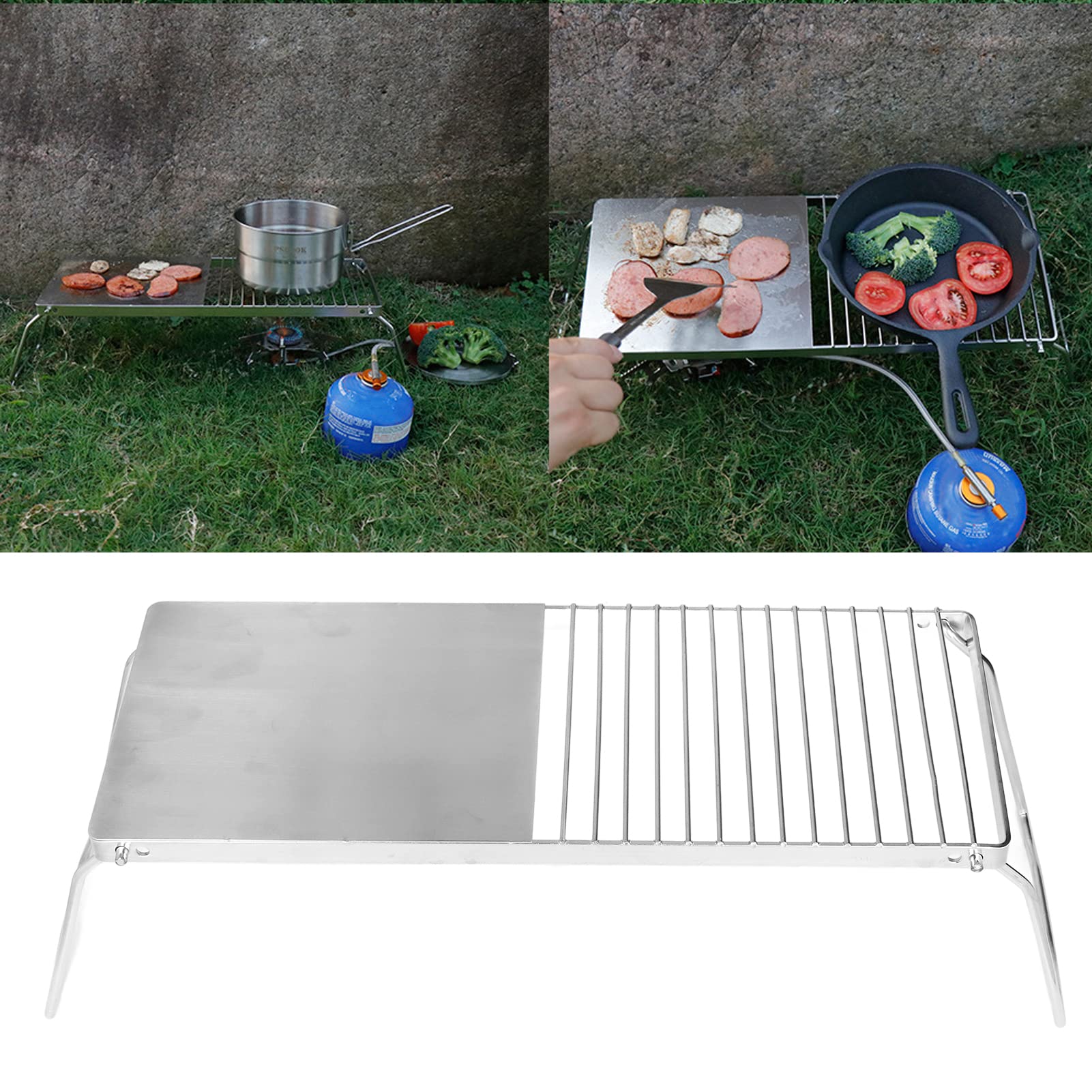 Składany grill na ognisko, ruszt ze stali nierdzewnej, wytrzymały przenośny grill kempingowy, ruszt do gotowania na węgiel drzewny, grill do grillowania na świeżym powietrzu, stojak na palniki