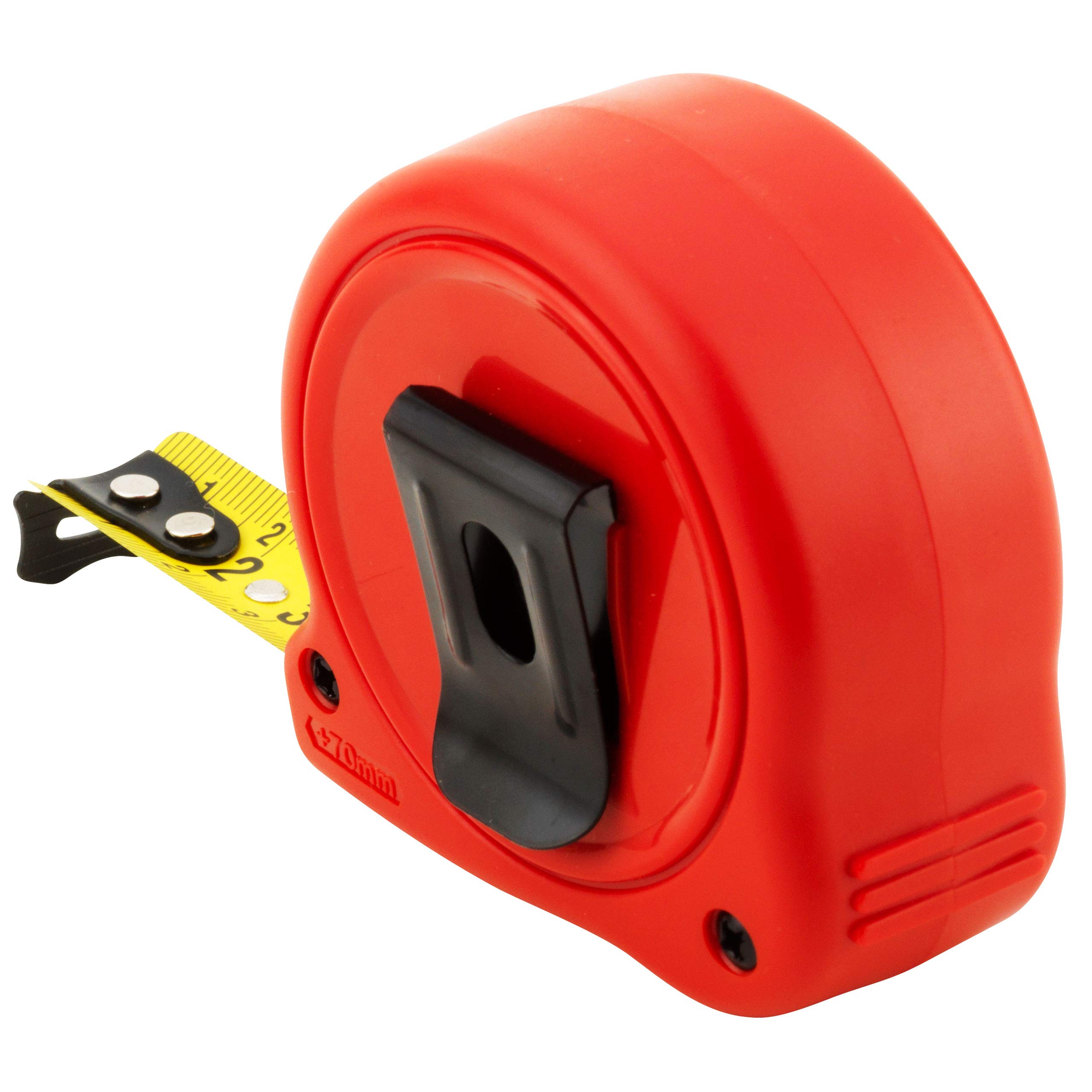 SOLA COMPACT – Metro a nastro 5 m/19 mm – Metro tascabile con clip per cintura – Nastro in acciaio laccato giallo con scala mm – Classe di precisione II – Metro con gancio terminale mobile – Lunghezza
