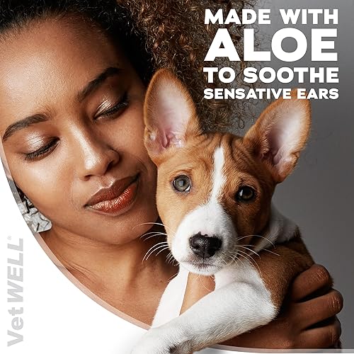 Miniatura 4 de VetWELL Limpiador de oídos para perros y gatos, enjuague ótico para infecciones y control de infecciones de oído y olores en mascotas, 8 onzas