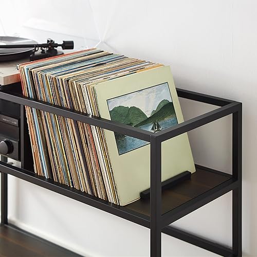 Miniatura 8 de Crosley Furniture Provo - Soporte para tocadiscos con almacenamiento para discos de vinilo, negro matemarrón