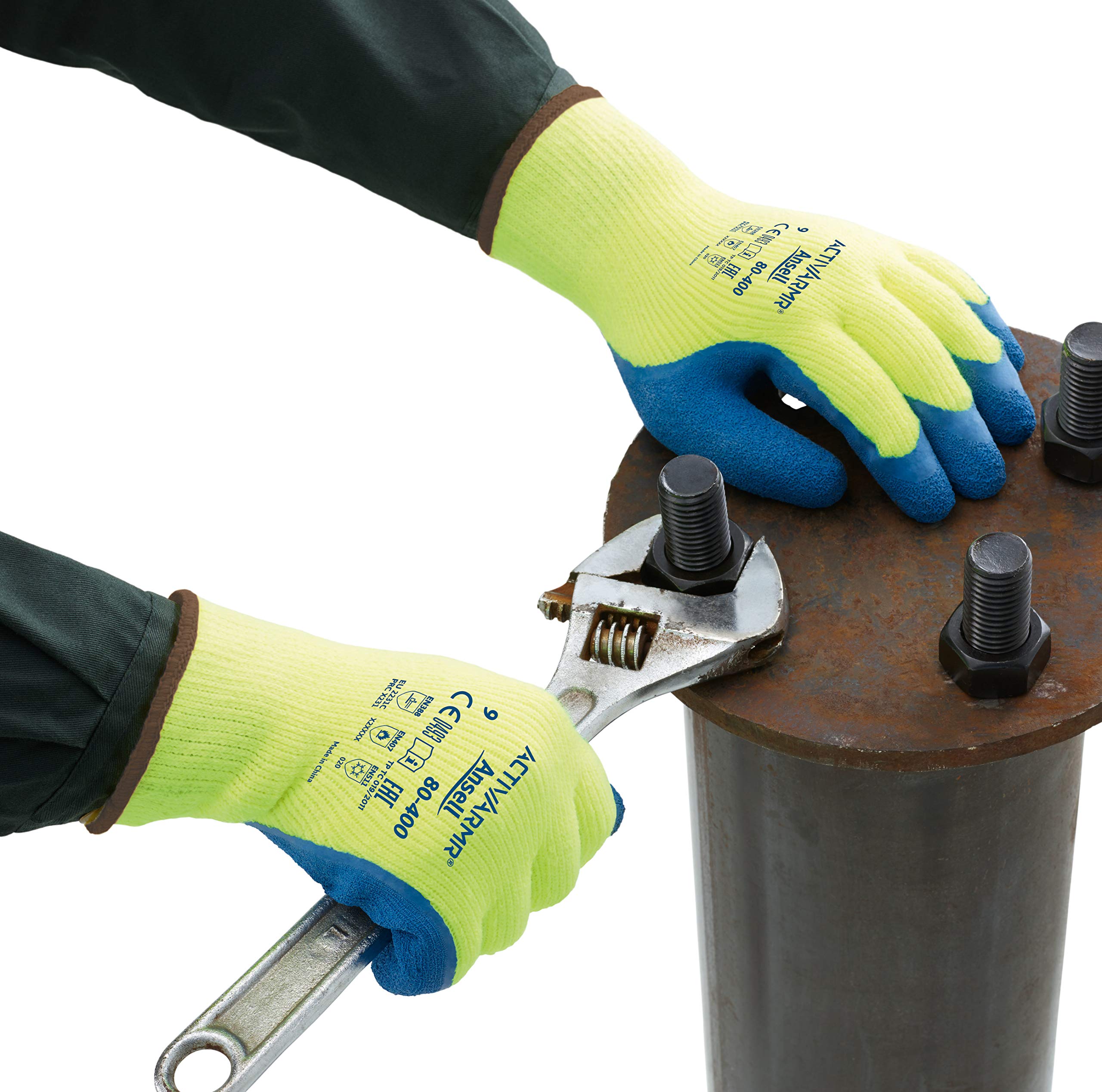 Ansell ActivArmr 80-400 Guantes de Trabajo, Extra-Resistente para Trabajos Pesadas, Guante Seguridad Usos Industriales, Seguridad y Destreza, Reutilizable, Azul, Talla 2XL (12 Pares)