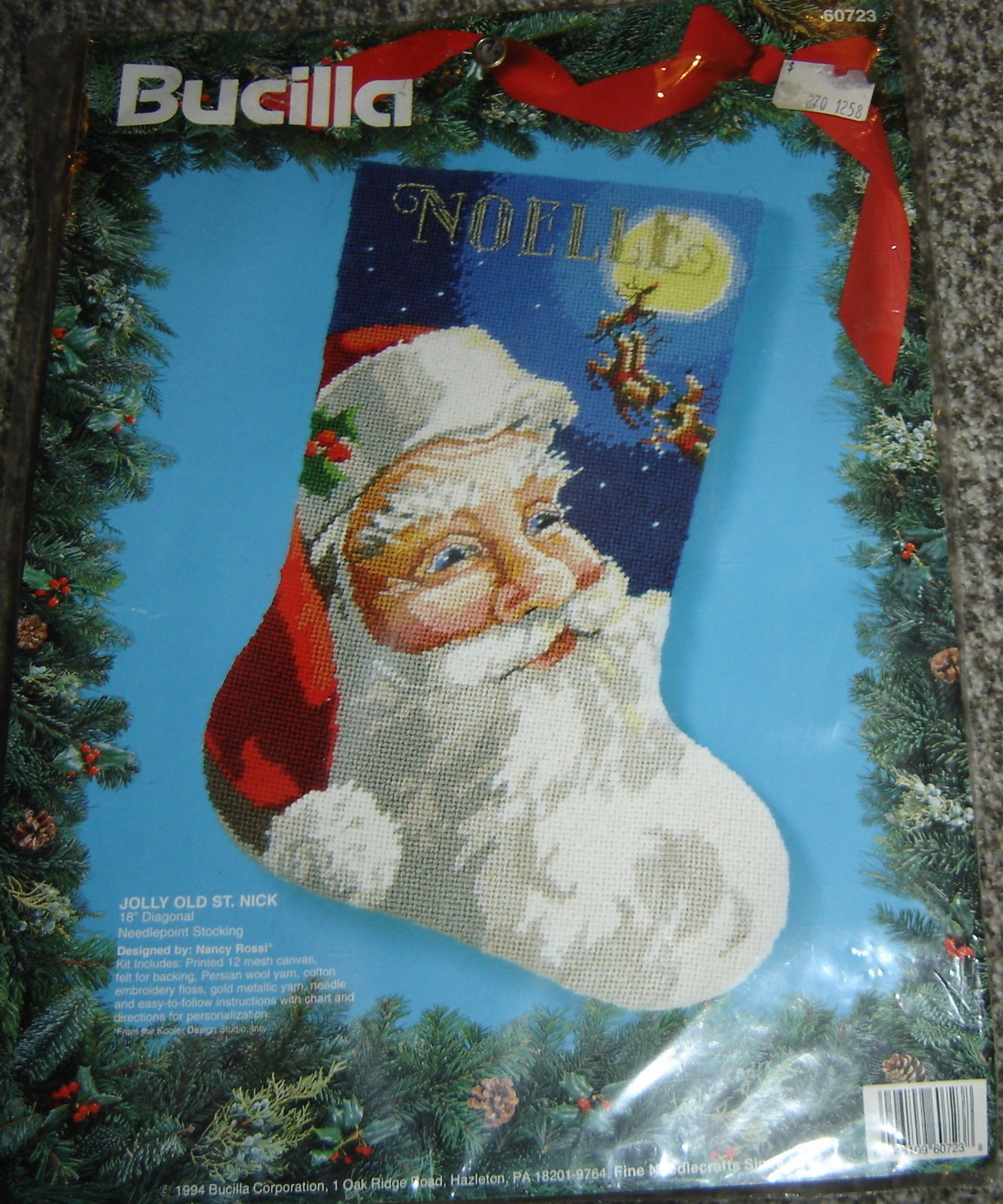 Bucilla Père Noël Needlepoint de chaussette Jolly Old St. Nick luxe 60723