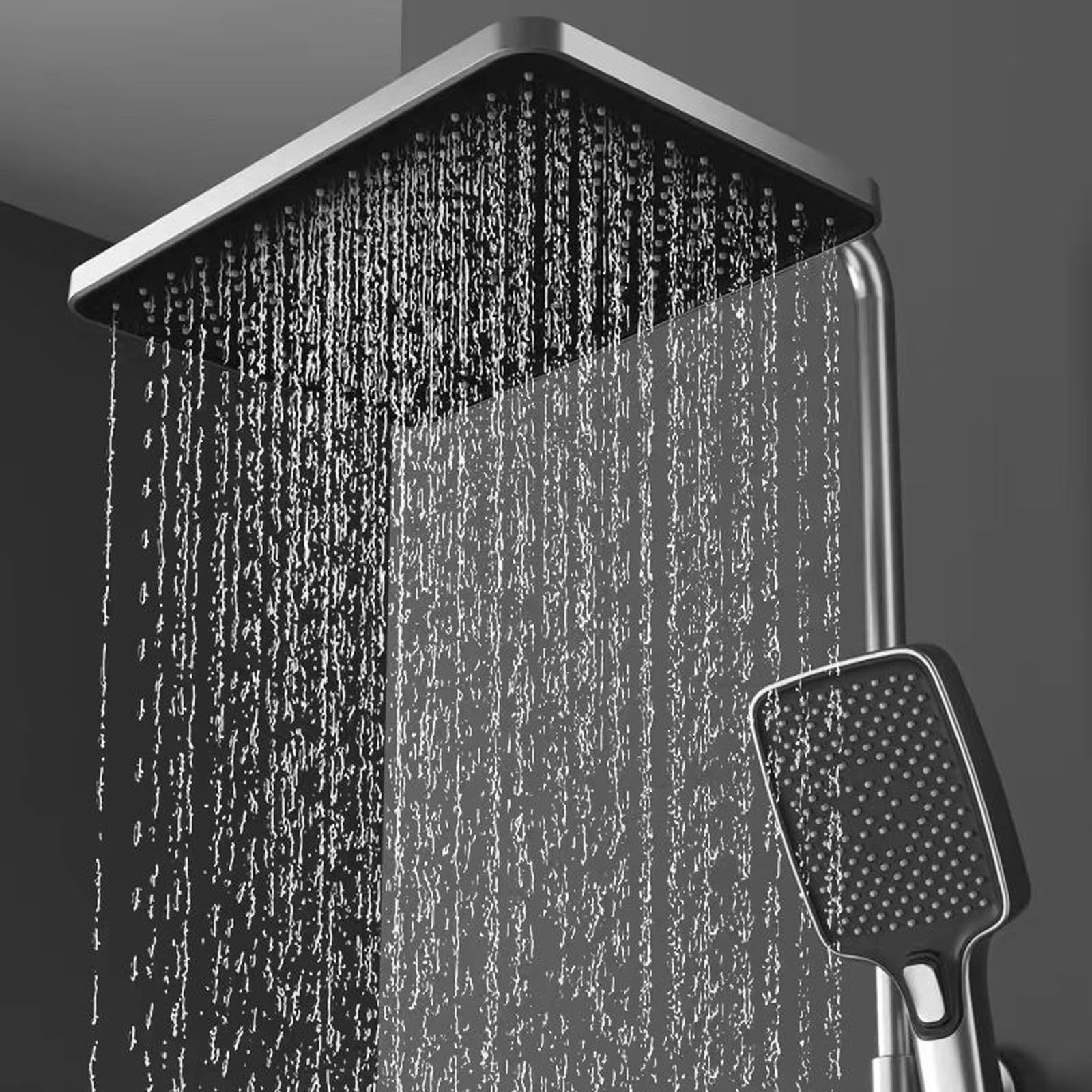 Sistema Doccia termostatico con Display Digitale della Temperatura, Set Rubinetto, soffione a Pioggia Portatile, doccetta per Bidet e Rubinetto per Vasca, Accessori da Parete per v