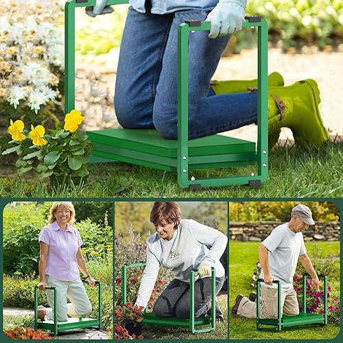 Miniatura 4 de FLINTER Rodillero y asiento de jardín de 10.2 pulgadas más ancho, banco de jardinería grueso resistente para arrodillarse y sentarse, rodillas de