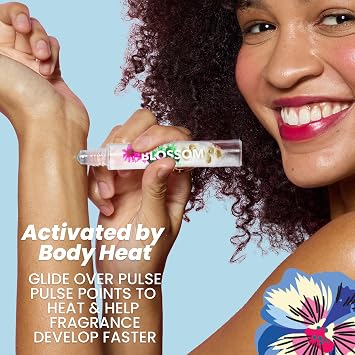 Blossom Roll on Perfume for Women Alcohol Free Rollerball Perfume Oil with Essential Oils, Infused with Real Flowers, Made in USA, 0.20oz (Lemon, Bergamot, Violet, White Musk), Cactus Flower