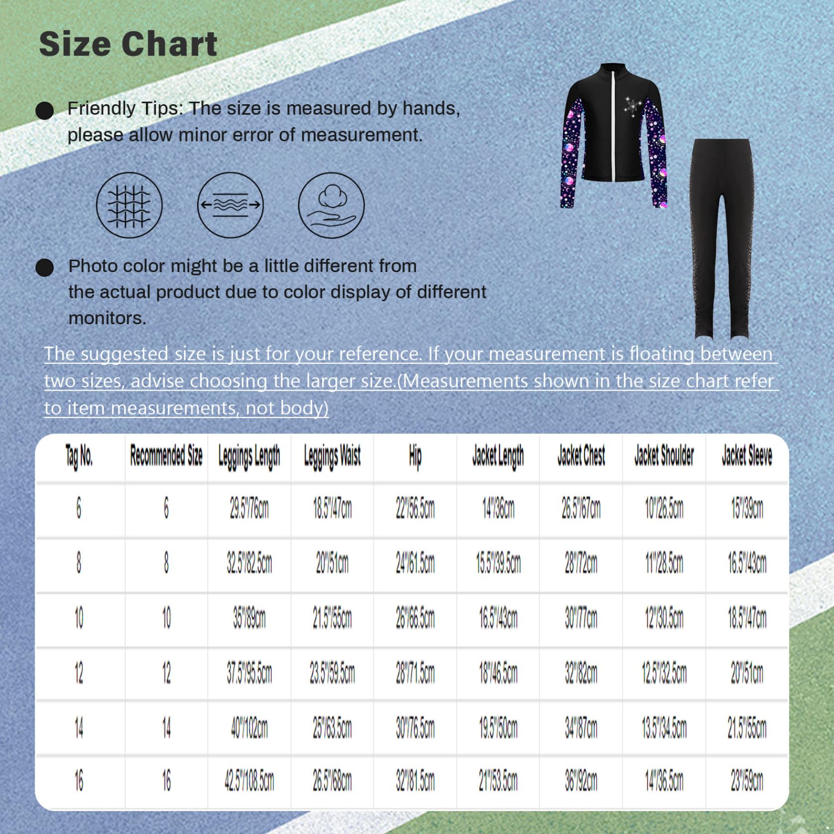 Kinder Eiskunstlauf Anzug Mädchen Bedruckte Eislaufen Jacke Leggings Glitzer Strass