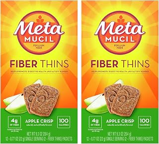 Metamucil, Fiber Thins, Daily Psyllium Husk Fiber Supplement, Supports Digestive Health and Satisfies Hunger, Apple Crisp Flavor, 12 Servings