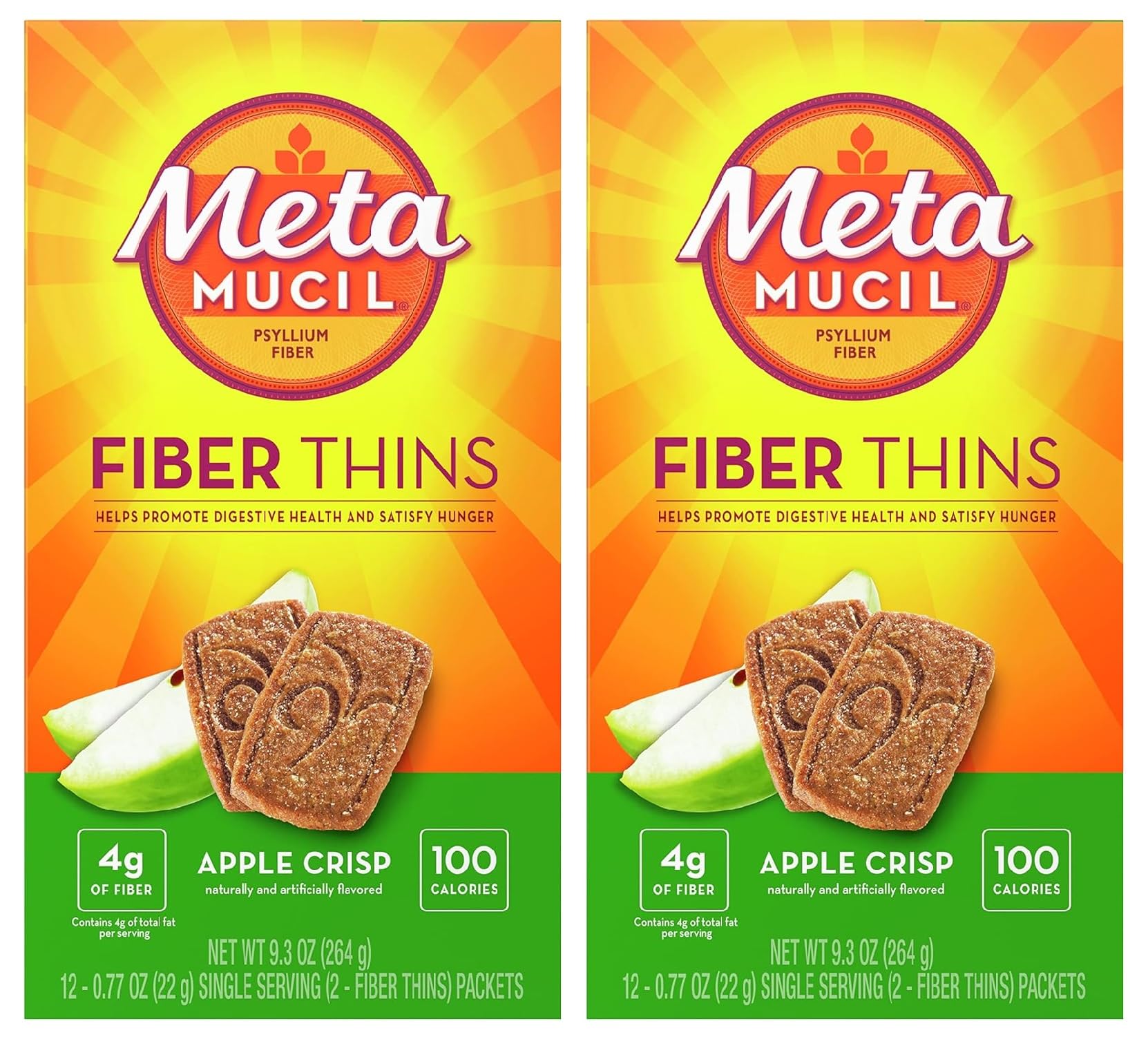 Metamucil, Fiber Thins, Daily Psyllium Husk Fiber Supplement, Supports Digestive Health and Satisfies Hunger, Apple Crisp Flavor, 48 Total Servings (4 Packs of 12) — Amazon image 6