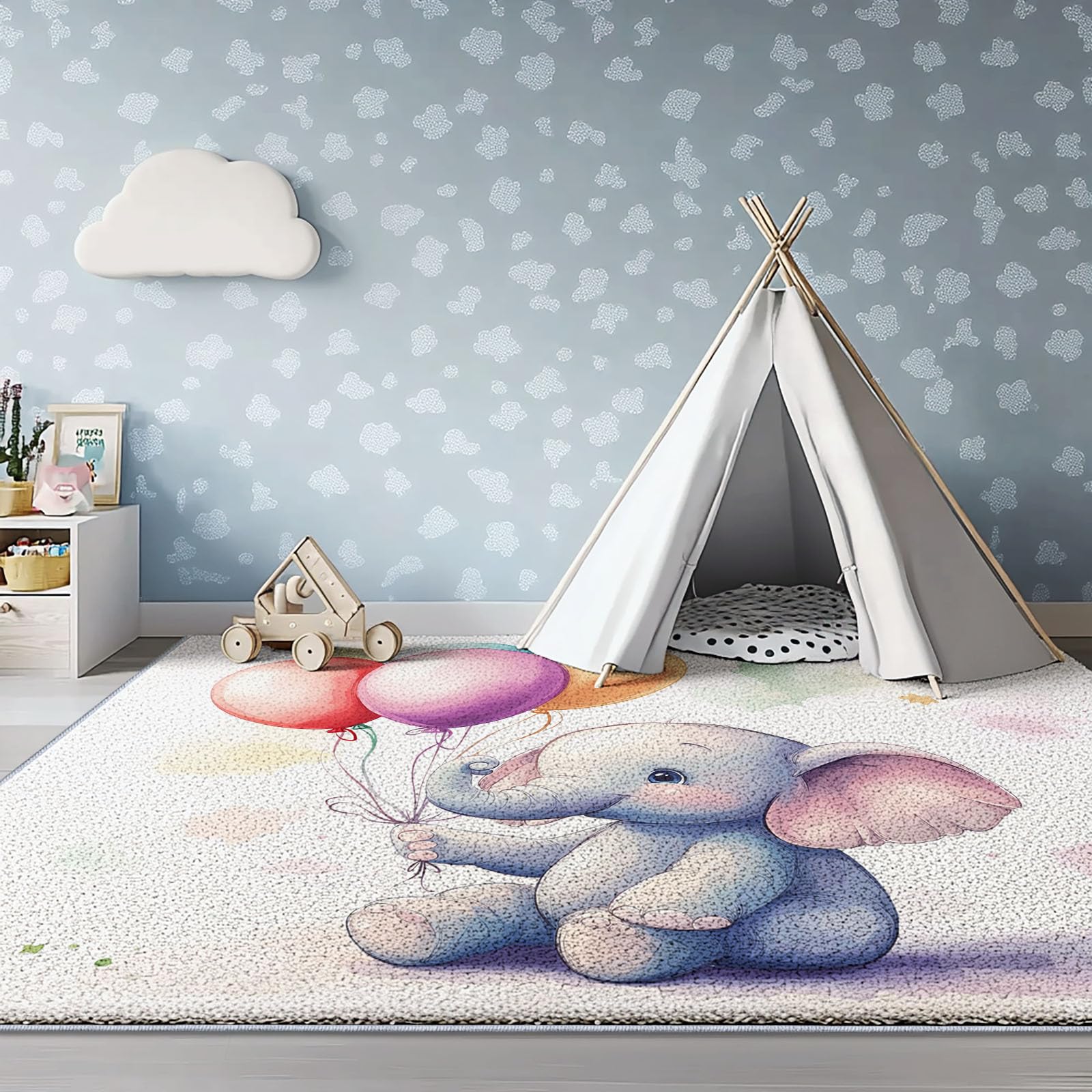 Tapis Salon Poils Courts Cartoon Minimaliste, 140 x 200 cm