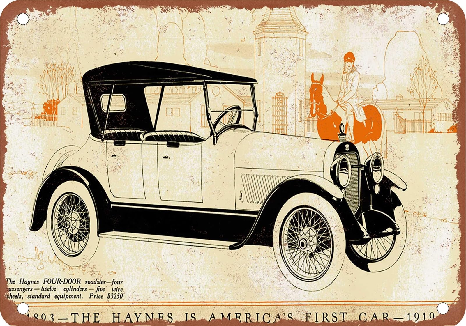 Miaomansenstore Metal Sign - 1919 Haynes Vintage Ad 02 - Old Retro Rusty Look Home Decor