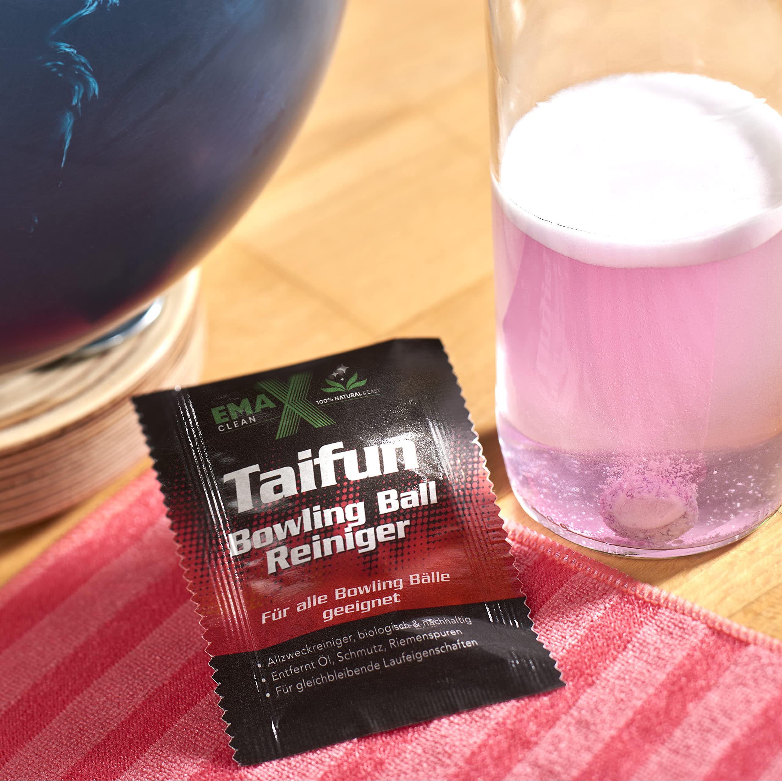 Taifun | Nettoyant pour boules de bowling | Nettoyant universel pour toutes les boules de bowling | Nettoyage efficace des boules de bowling | Nettoyant pour balles en forme de tabulation | Fabriqué en Allemagne