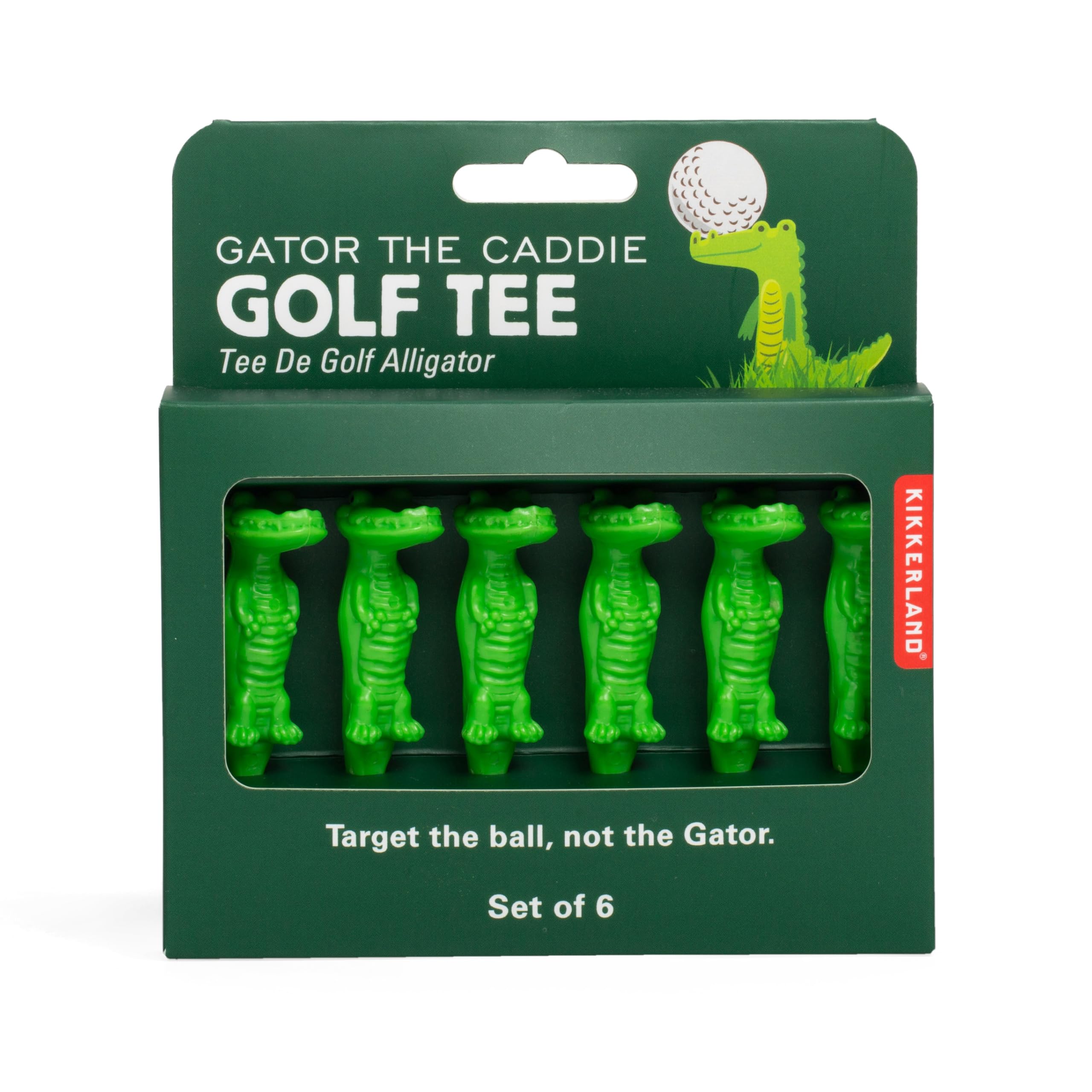Kikkerland Pack of 6 Gator The Caddie Golf Tees – Funny Plastic Tee for Golfing Practice – Fun Gift for Husbands & Fathers