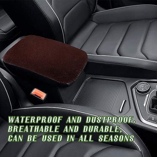Miniatura 6 de Augeny Funda mullida para reposabrazos de automóvil, suave y corta felpa para consola central de auto, cálida en invierno, protector de caja de