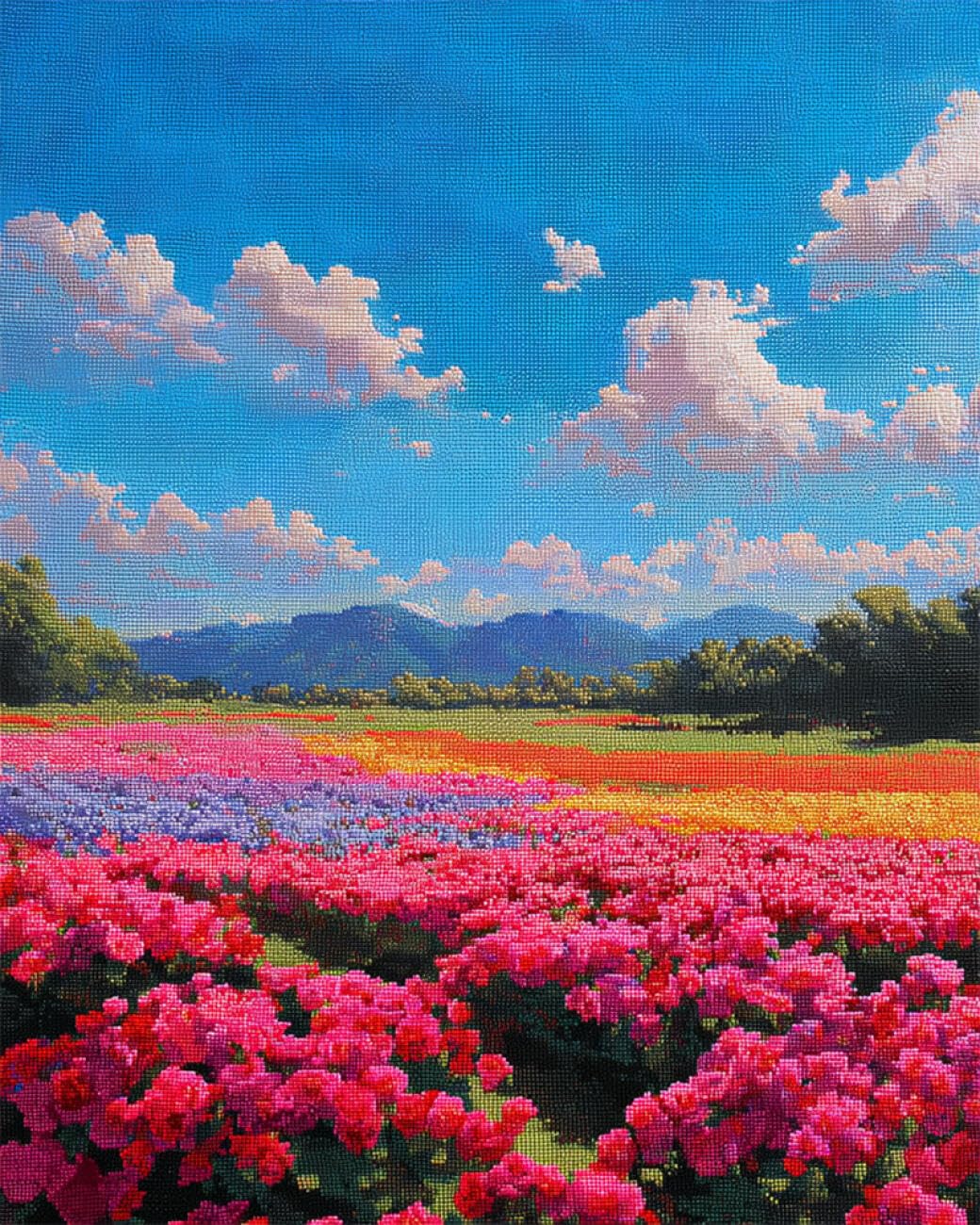 Rqwybcaxn Embroidery Beads Kit Colorful Flower Field 40x50cm