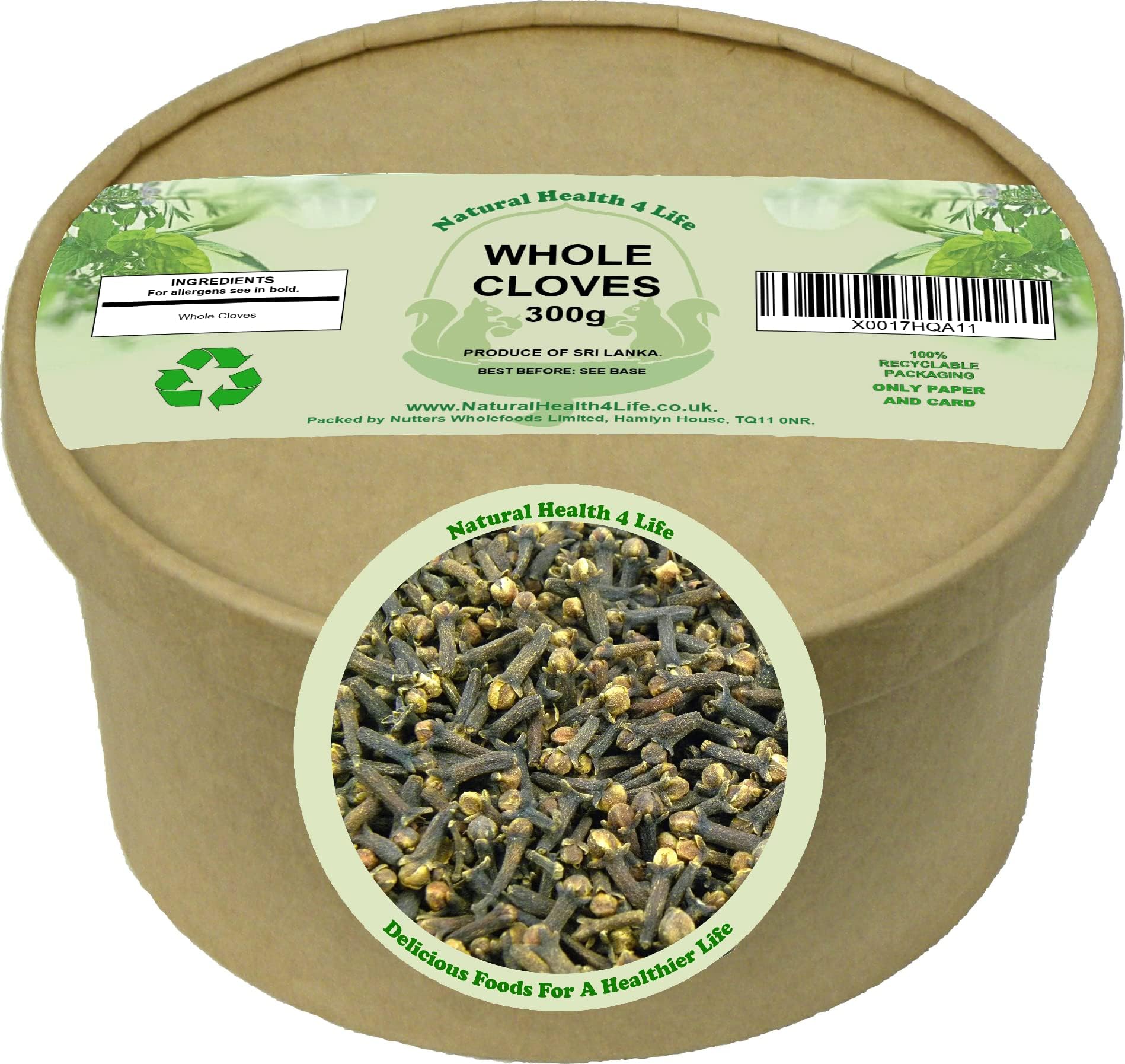 Cloves Whole 300g – Aromatic Whole Dried Clove Spice for Cooking and Baking – Packed in Recyclable All-Paper Kraft Tub