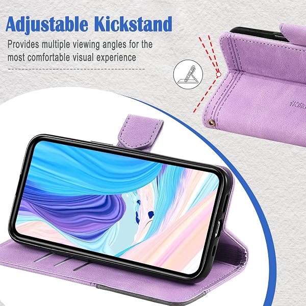 DENDICO Cover per Galaxy A32 5G (Non per Galaxy A32 4G), Flip Custodia in PU Pelle, Cover a Libro Magnetica Portafoglio per Samsung Galaxy A32 5G, Viola - 4