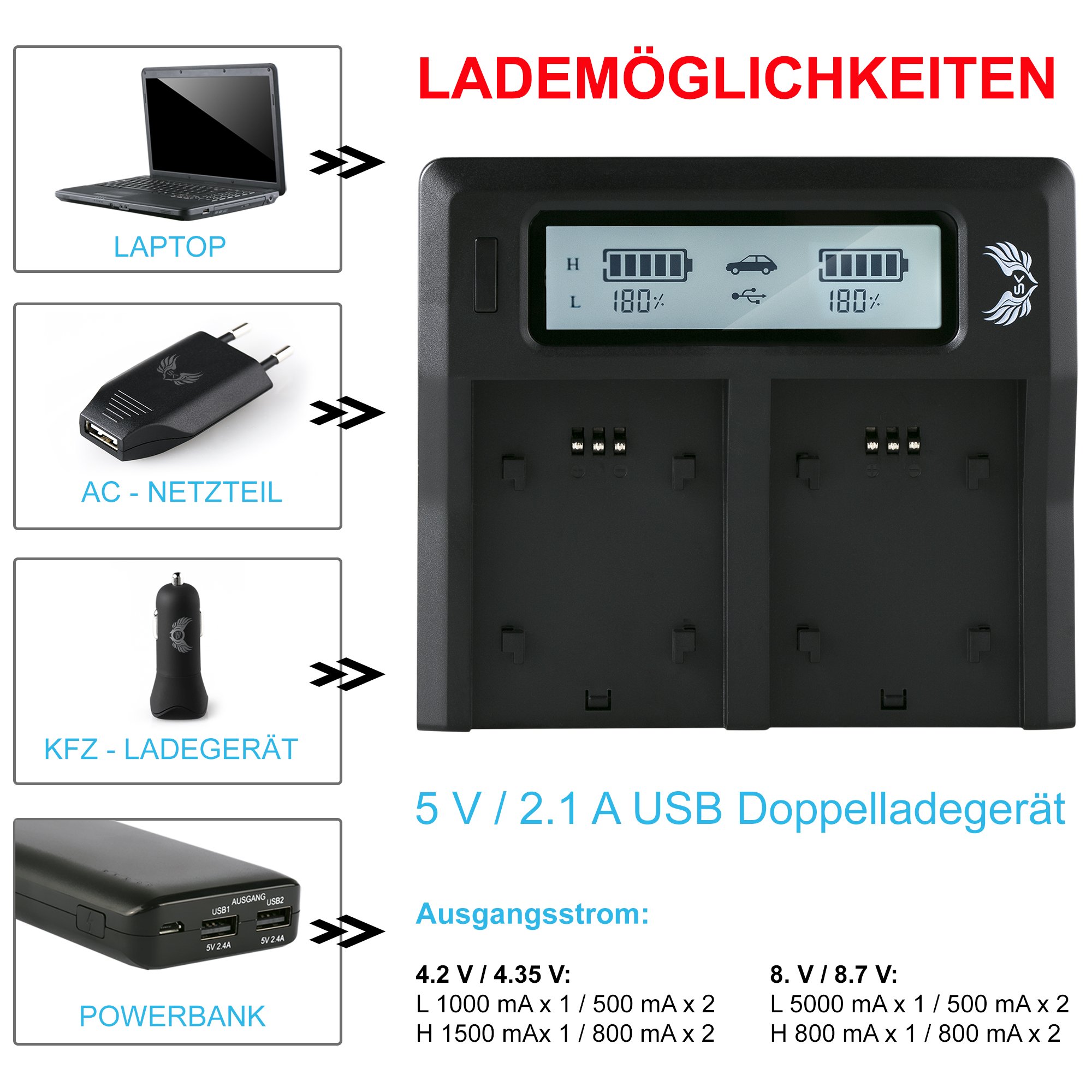 SK LCD Dual Doppel Akku Ladegerät für Canon BP-808 BP-809 BP-819 BP-820 BP-827 BP-828 passend zu Canon Legria HF G10 G20 G25 G30 G40 und weitere