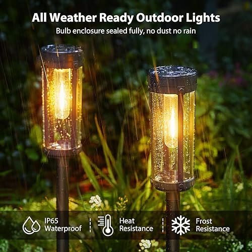 Miniatura 5 de WdtPro Luces solares para caminos al aire libre, paquete de 8 luces solares brillantes e impermeables para exteriores, luces solares decorativas de