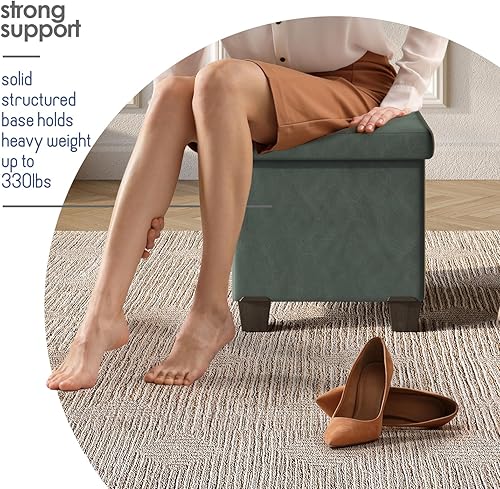 Miniatura 311 de Otomana plegable para dormitorio o sala de estar, con contenedores de almacenamiento, reposapiés para el extremo de la cama, soporta hasta 660 lb,
