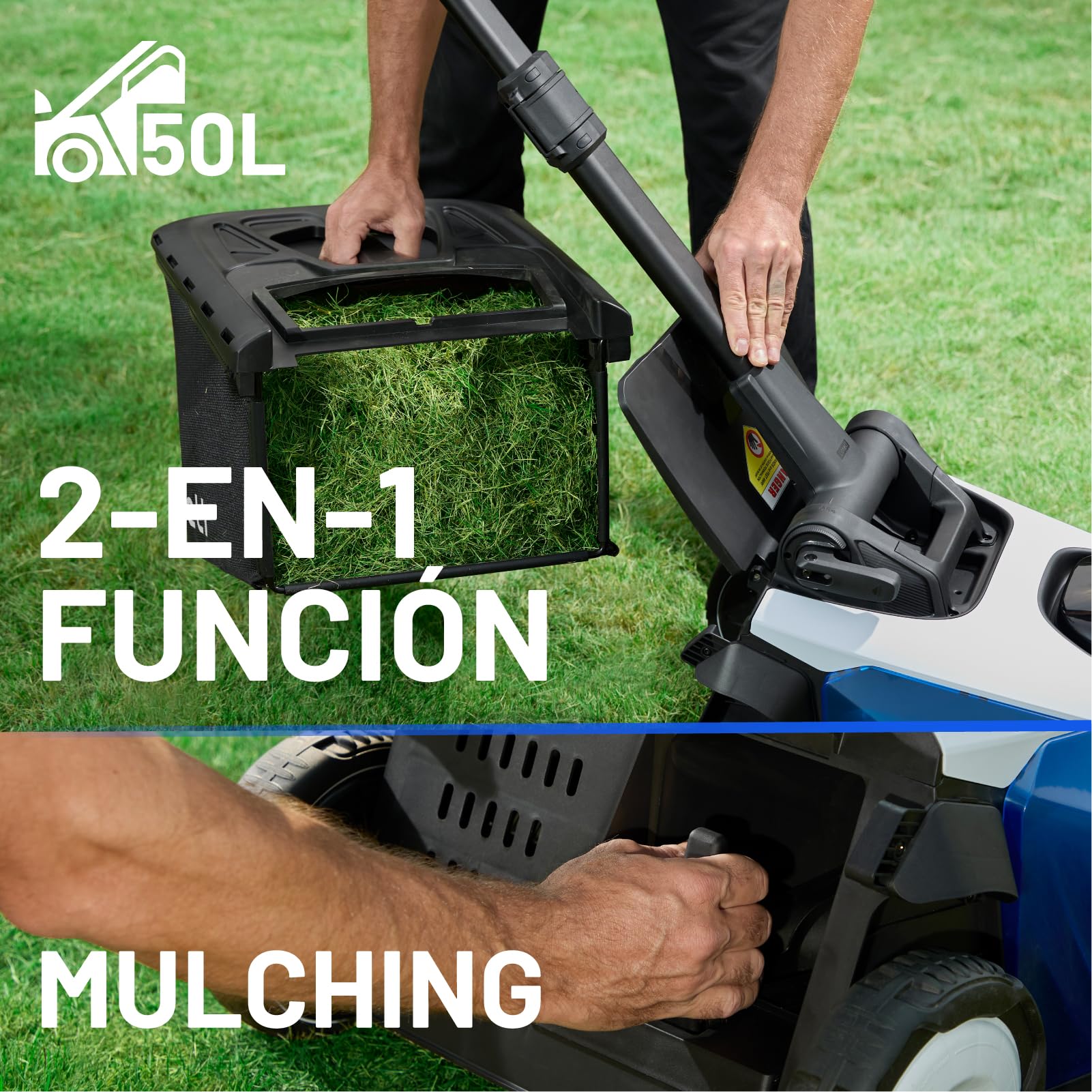 Litheli Easysurge Cortacésped Batería 43cm, Autopropulsado (2,2-4,7 km/h), 2X 20V 4,0Ah Baterías, Brushless, hasta 500 m², 50L Bolsa Recolectora, 25-75 mm, 6 Niveles de Altura de Corte