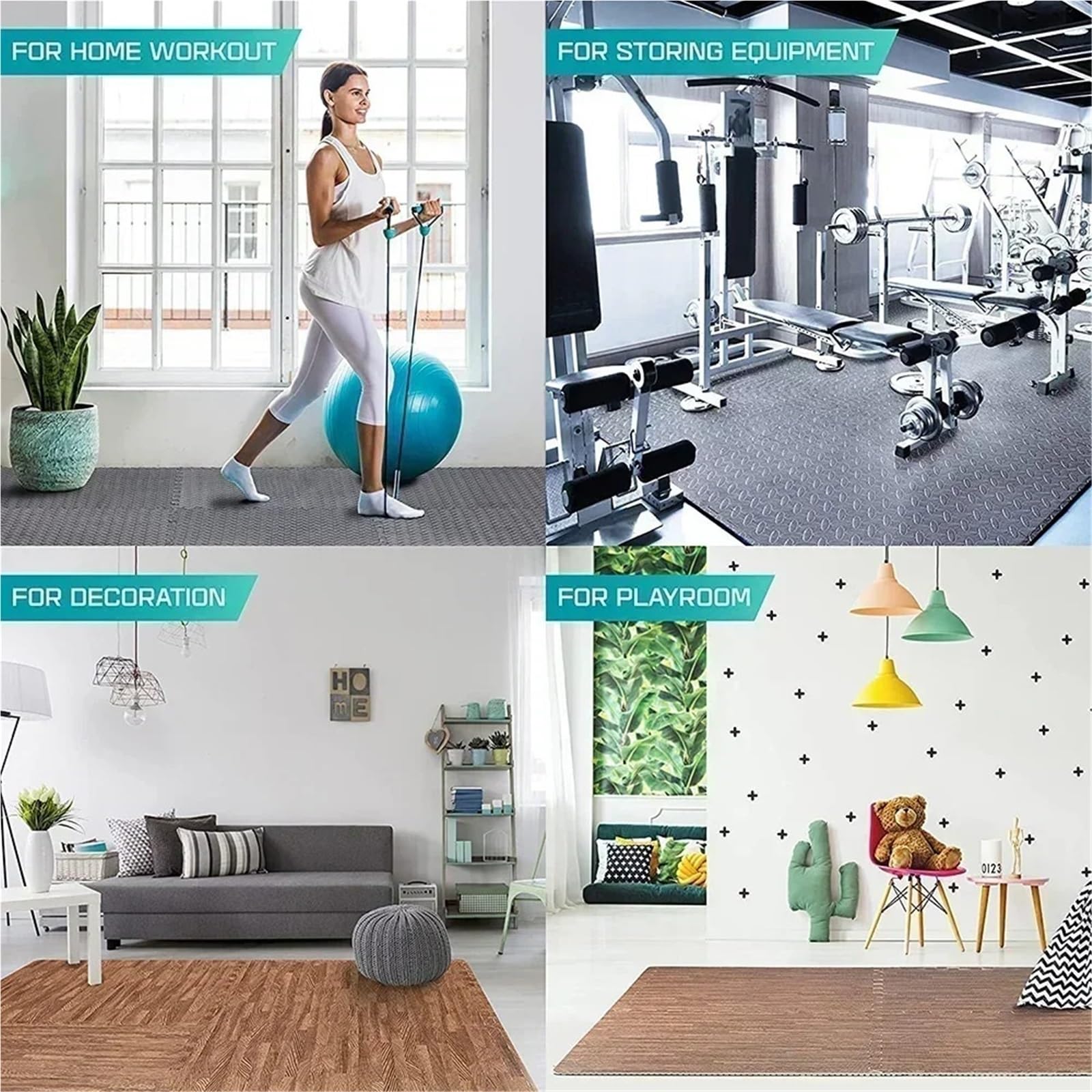Tappeto Da Fitness A Puzzle Tappetini antiscivolo in piastrelle EVA ad incastro da 4~20 pezzi for palestra domestica