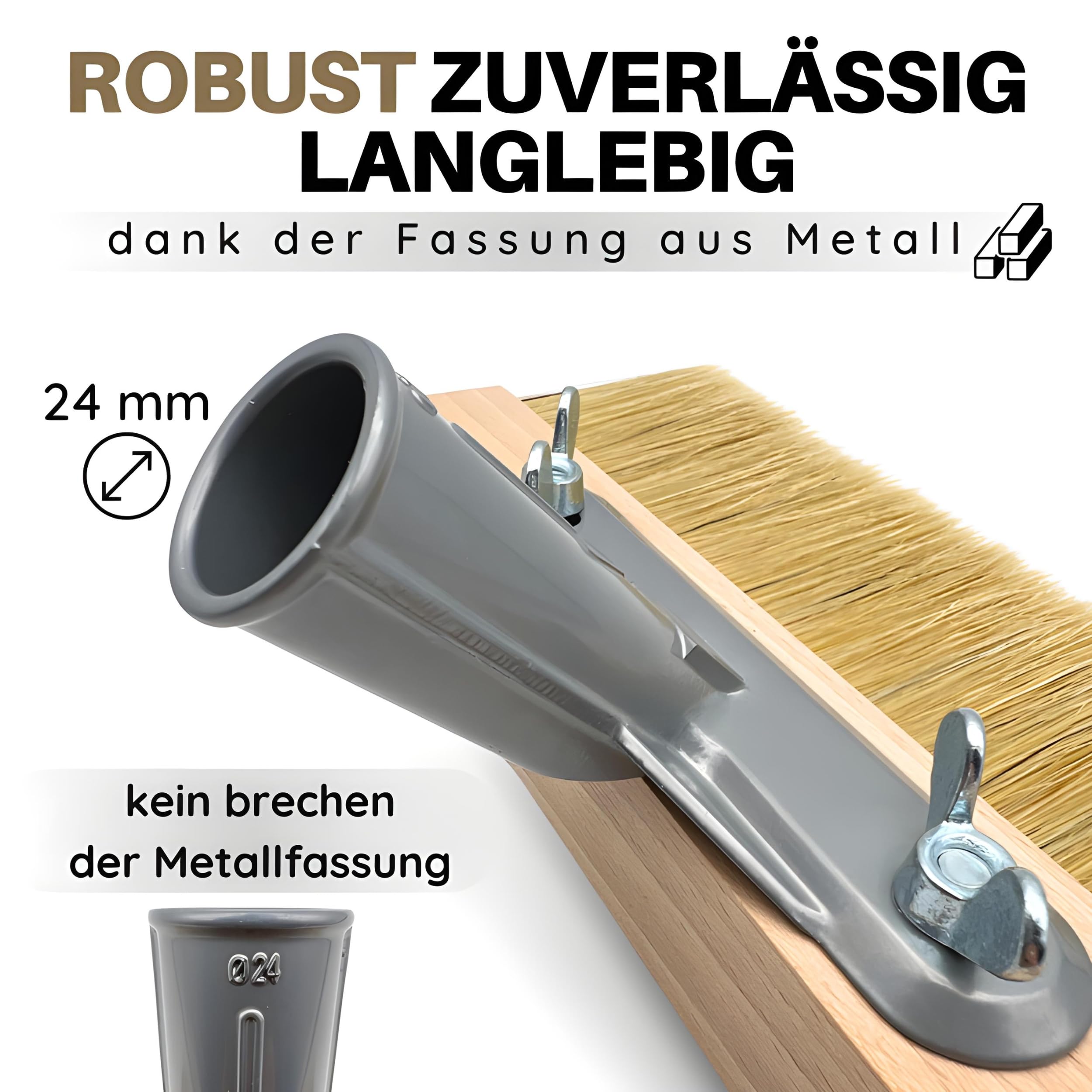 ORGAFLIX Pennello Premium per Verniciatura Terrazzo 220mm con Robusta Montatura in Metallo per Impugnatura a Manico - Perfetto per la Sigillatura di Pavimenti e Grandi Superfici - Pennello per Pittori