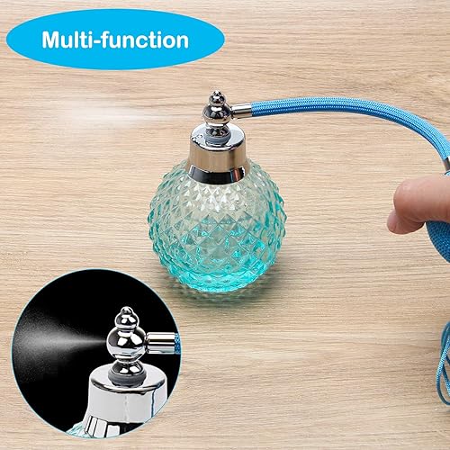 Miniatura 2 de Coolrunner Crystal Art - Botella de spray larga recargable estilo vintage, atomizador de perfume (3.4 fl oz) (azul)