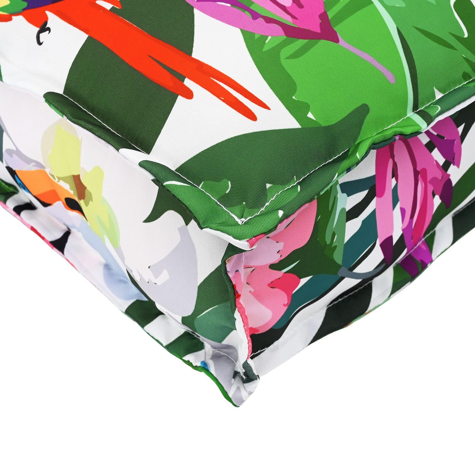 Tropikalna poduszka na ławkę w dżungli 200 x 40 x 8 cm tkanina Oxford ze zdejmowaną poszewką i kwiatowym wzorem do użytku na zewnątrz i wewnątrz, trwały materiał poliestrowy
