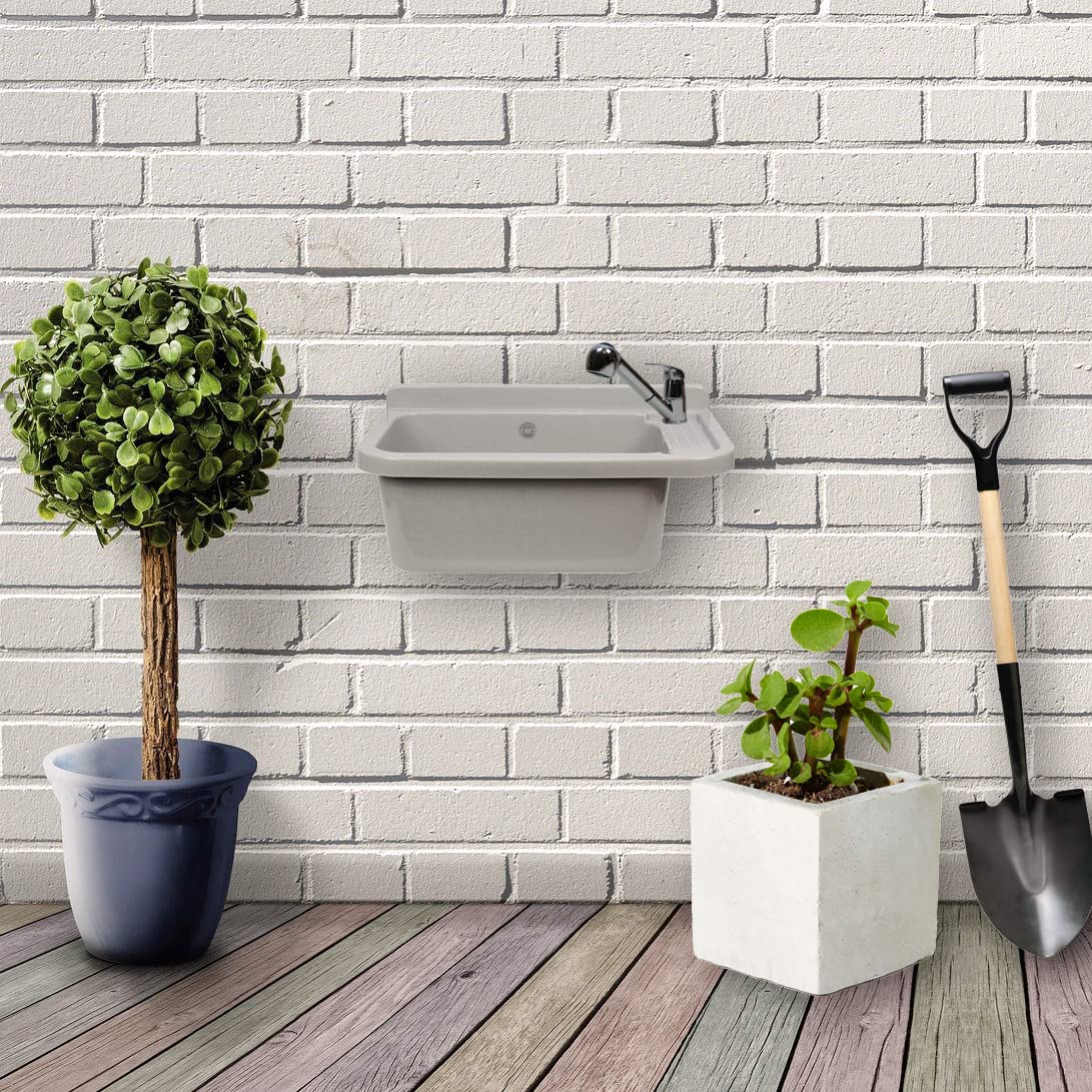 Lavabo con caño de 50 cm x 34 cm x 21 cm, para fregadero comercial, lavadero o jardín, dispensador de jabón Atut incluye granito de drenaje (grifo con grifo)