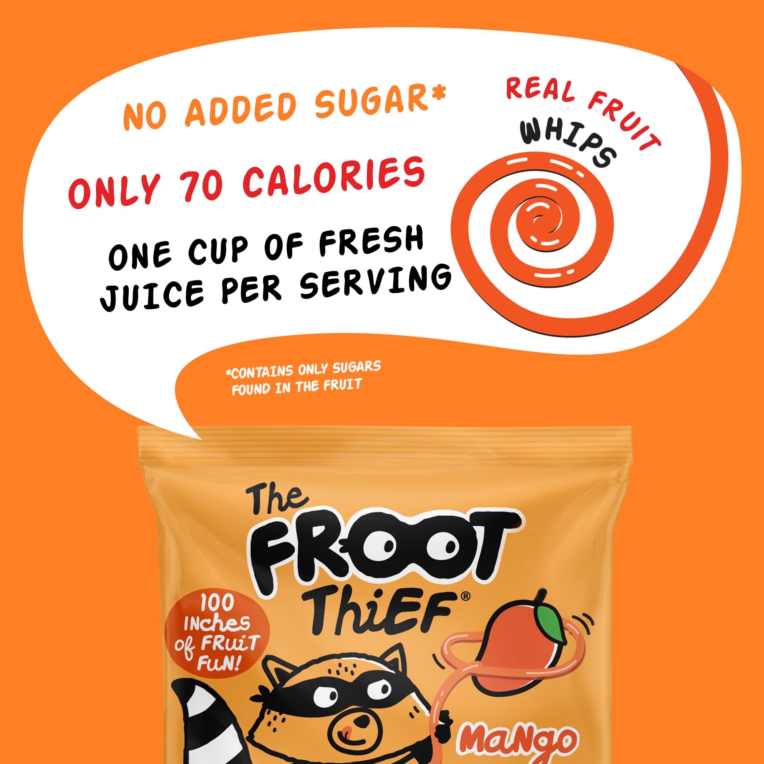 The FROOT Thief Real Fruit Snack Whips, Mango, Nut Free, Perfect for School Lunches and Snacks, Individual Bags Kids Snacks, 5 Pack thumbnail 3