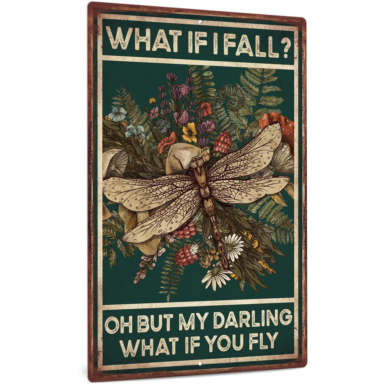 Preeklen Tin Sign 234 Hippie Metal Sign, Retro Hippie Room Vintage Decor, 12X8 Inches Aluminum Sign For Home, Bedroom - What If I Fall