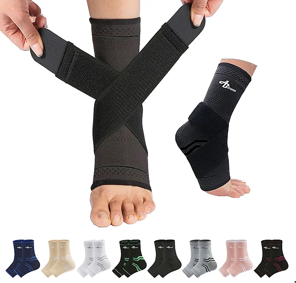 ABIRAM Ankle Brace for Women & Men, Ankle Compression Sleeve, Foot Sleeve with Wrap, Ankle Support, Foot Brace for Sprained Foot & Arch, Plantar Fasciitis Relief Socks, Achilles Tendonitis