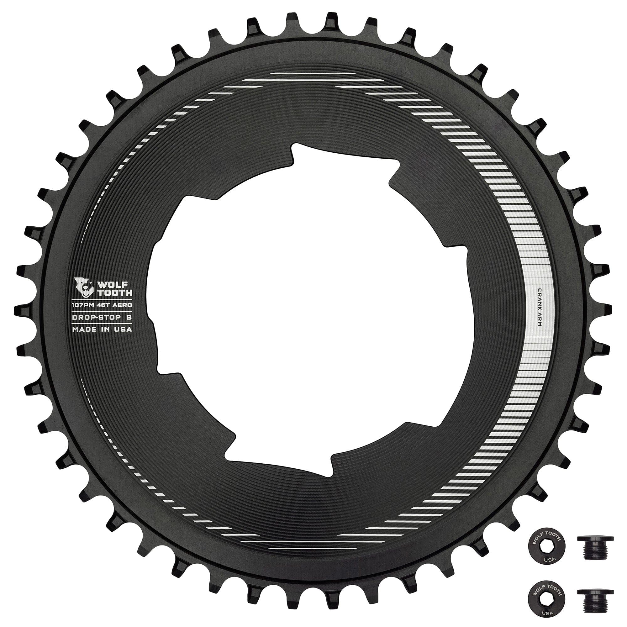 485系do32 WOLF TOOTH : 107 BCD AERO Chainring for SRAM : Black : 48T