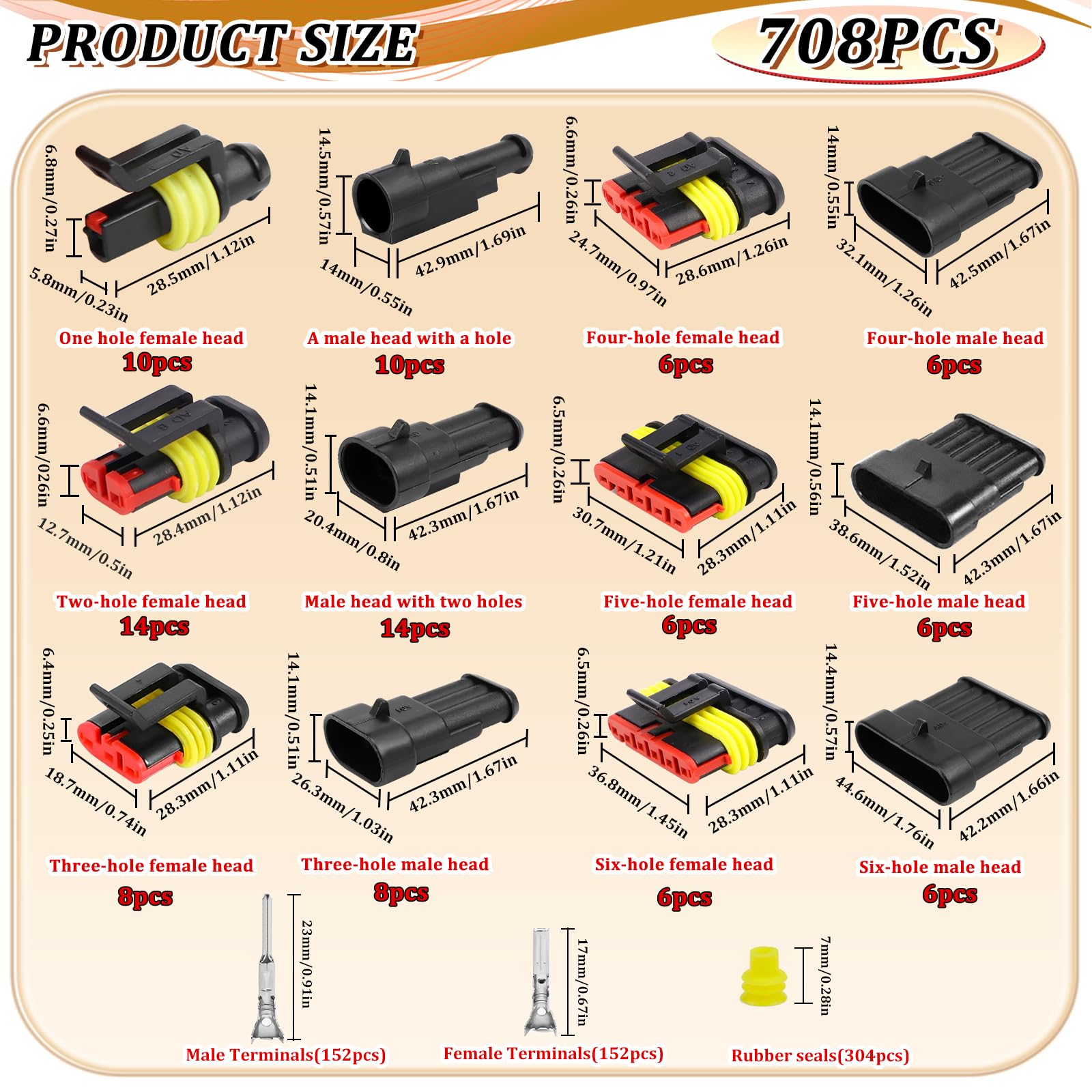 808 Pièces Imperméable à l'eau Connecteur Kit, Connecteur Electrique de Voiture 1/2/3/4/5/6 Broches, Connecteur Automobile, Connecteurs Étanches pour Voiture Camion Moto