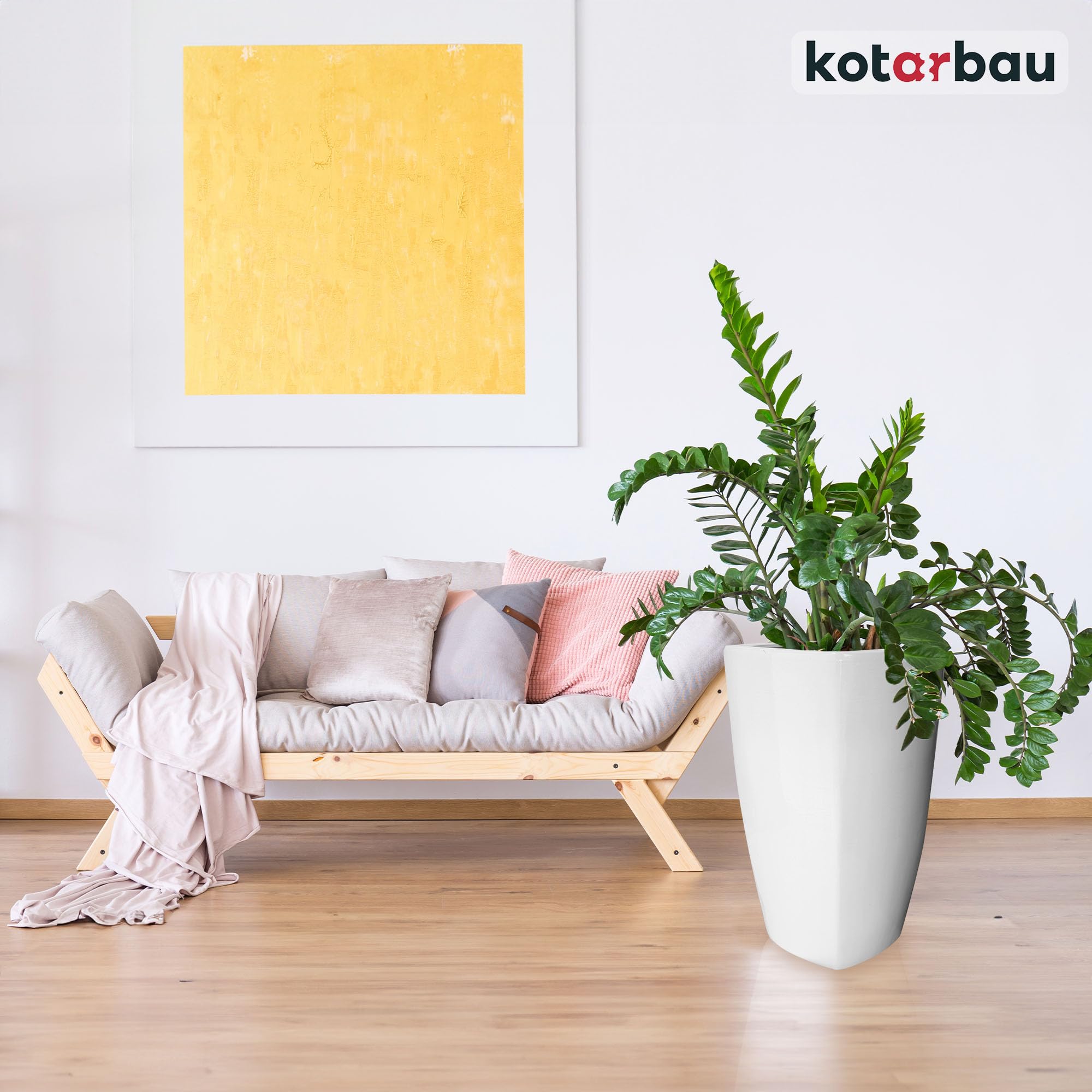 KOTARBAU® Zestaw 2 doniczek 56 cm i 59 cm białe doniczki ceramiczne z odpływem wody | ceramiczna osłona na kwiaty | ceramiczna osłona na kwiaty | doniczka z błyszczącym wykończeniem