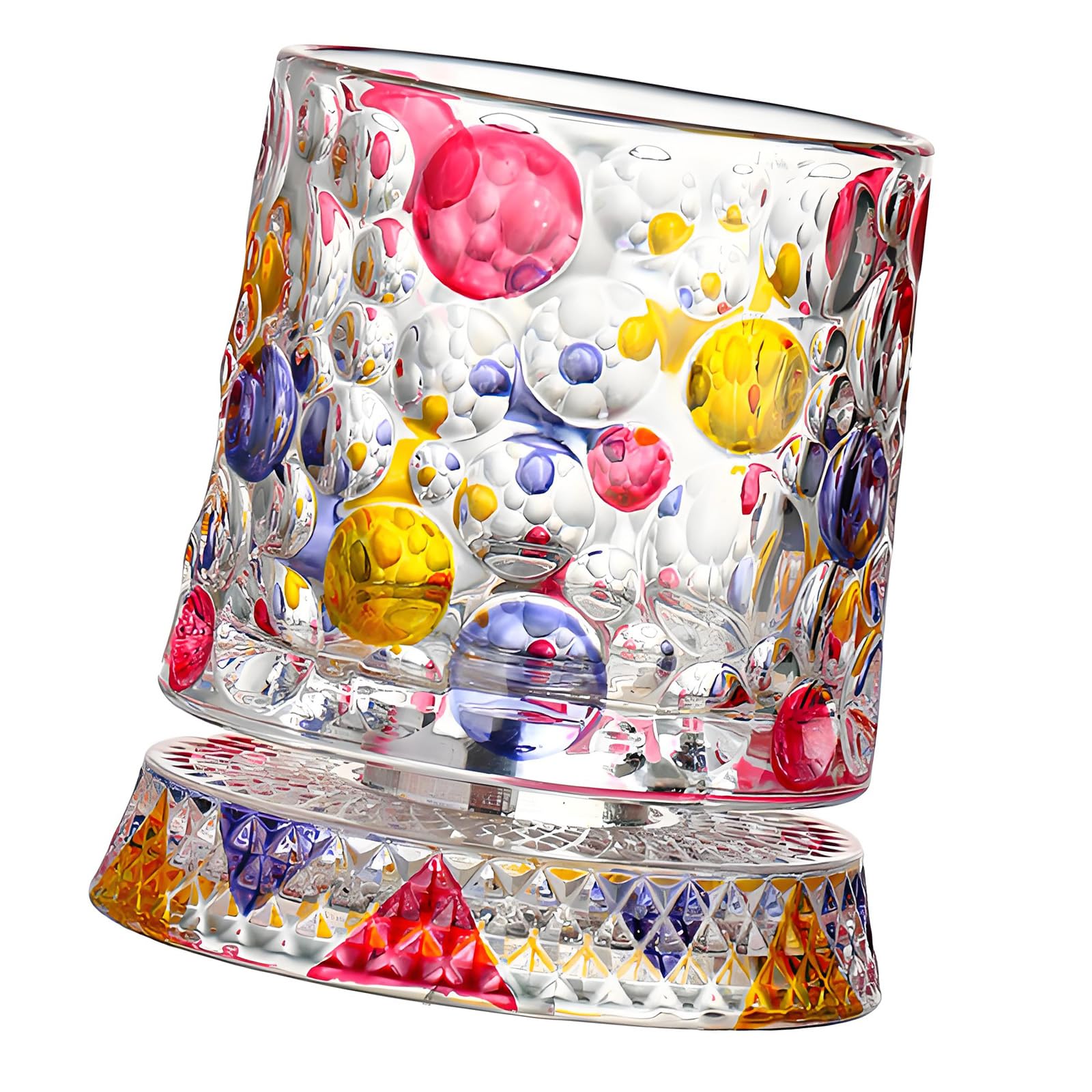 our fave Hand Painted Rotating Whiskeys Glasses with 360 Degree Swivels Base Crystal Glasses Tumblers Drinkware Home Decoration Rotating Whiskeys