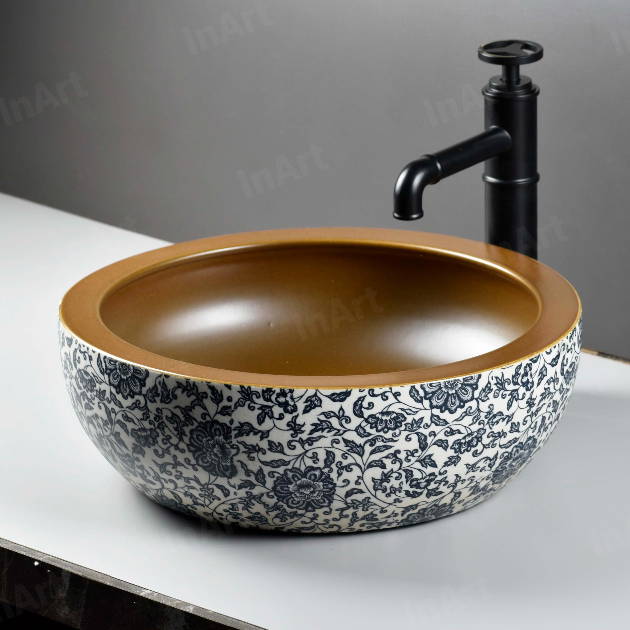InArt Ceramic Wash Basin, Moroccan Design, Multicolor, 16x16x6 Inches, Tabletop Model for Bathroom, Easy Clean Surface, Fits on Granite/Glass/Solid Platforms (Mexican 1) (B0CX15595D) Amazon Price History, Amazon Price Tracker