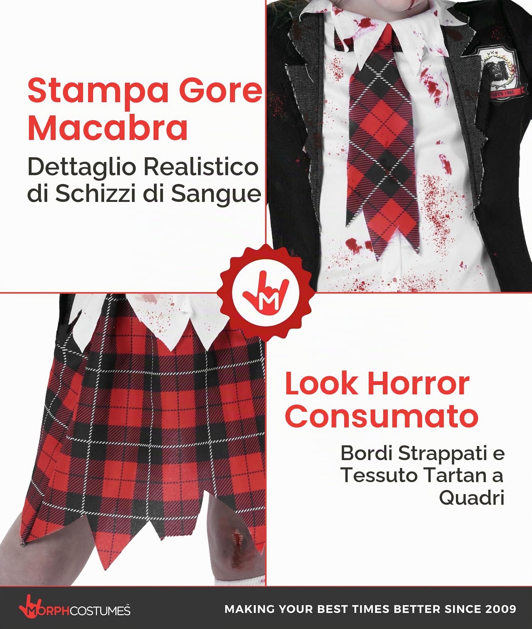 Morph Costume Zombie Bambina, Costume Halloween Bambina