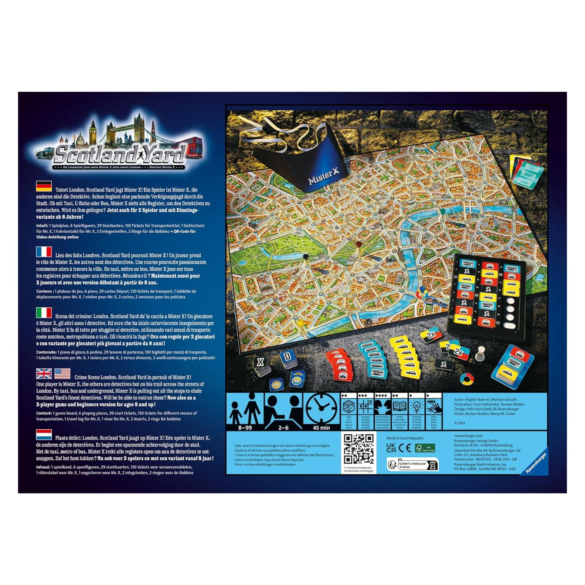Ravensburger - Scotland Yard, Gioco da Tavolo per Tutta la Famiglia, 2-6 Giocatori, Idea Regalo per Adulti e Bambini 8+ Anni, Edizione in Italiano