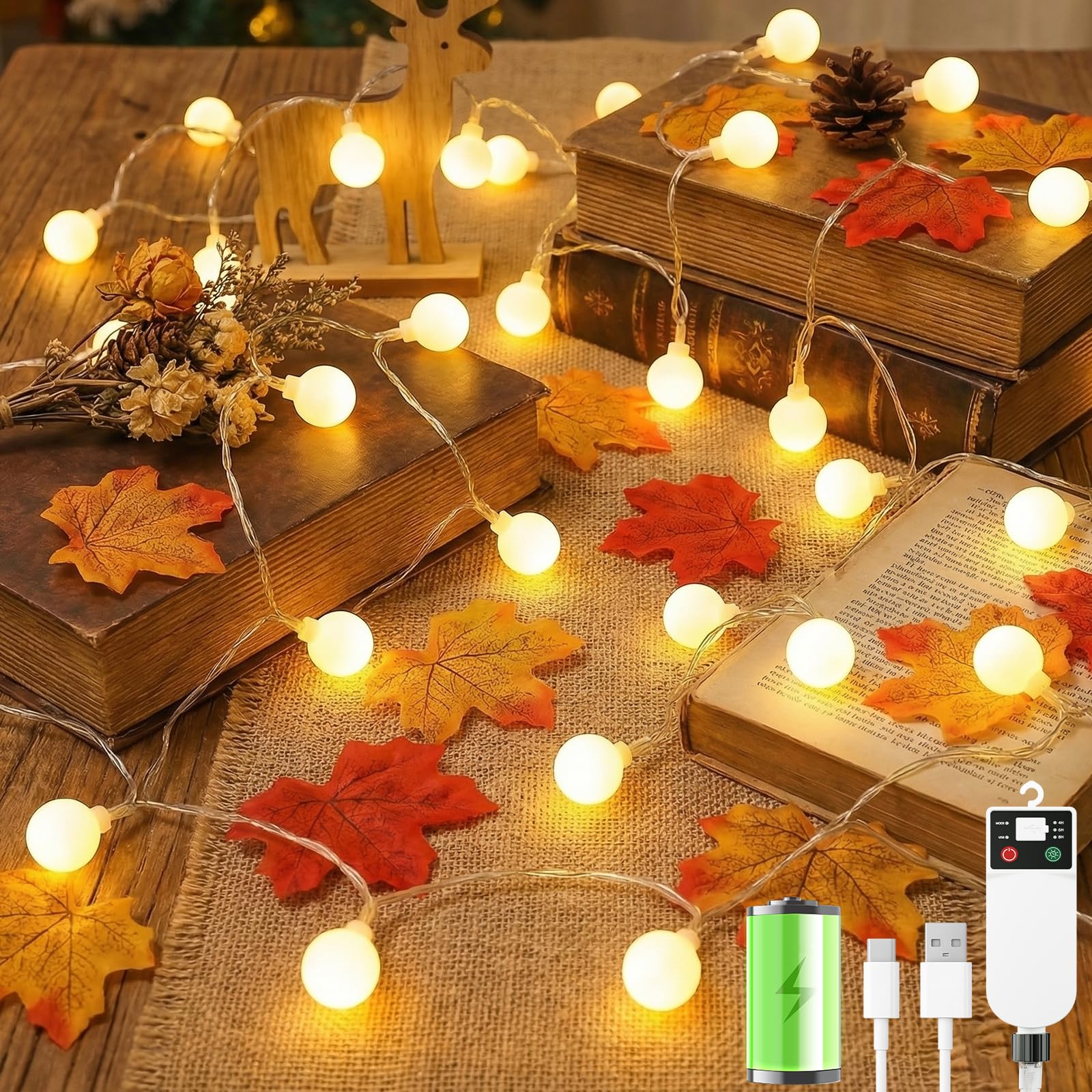 Giliwosy Fairy Lights Rechargeable Battery Operated, 20M 120 LED String Lights with 3600mAh Rechargeable Battery, 8 Lightning Modes, Timer, IP65 Waterproof for Bedroom, Party, Christmas Decorations