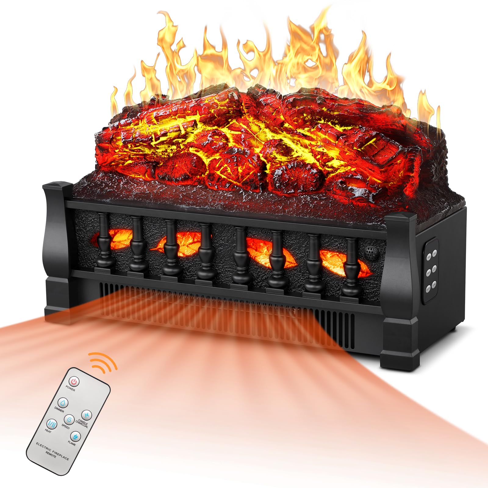 Amazon.com: Joy Pebble Electric Fireplace Insert Log Heater 21,750W/1500W  Adjustable 5 Flame Brightnessu0026Speed, Fireplace Insert with Realistic Ember  Bedu0026Traditional Brown Log,Overheat Protectionu0026Remote Control : Home u0026  Kitchen