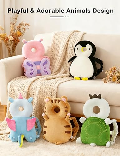 Miniatura 6 de JunNeng Mochila protectora de cabeza de bebé, protección para la cabeza de otoño para caminar y caminar, tortuga verde