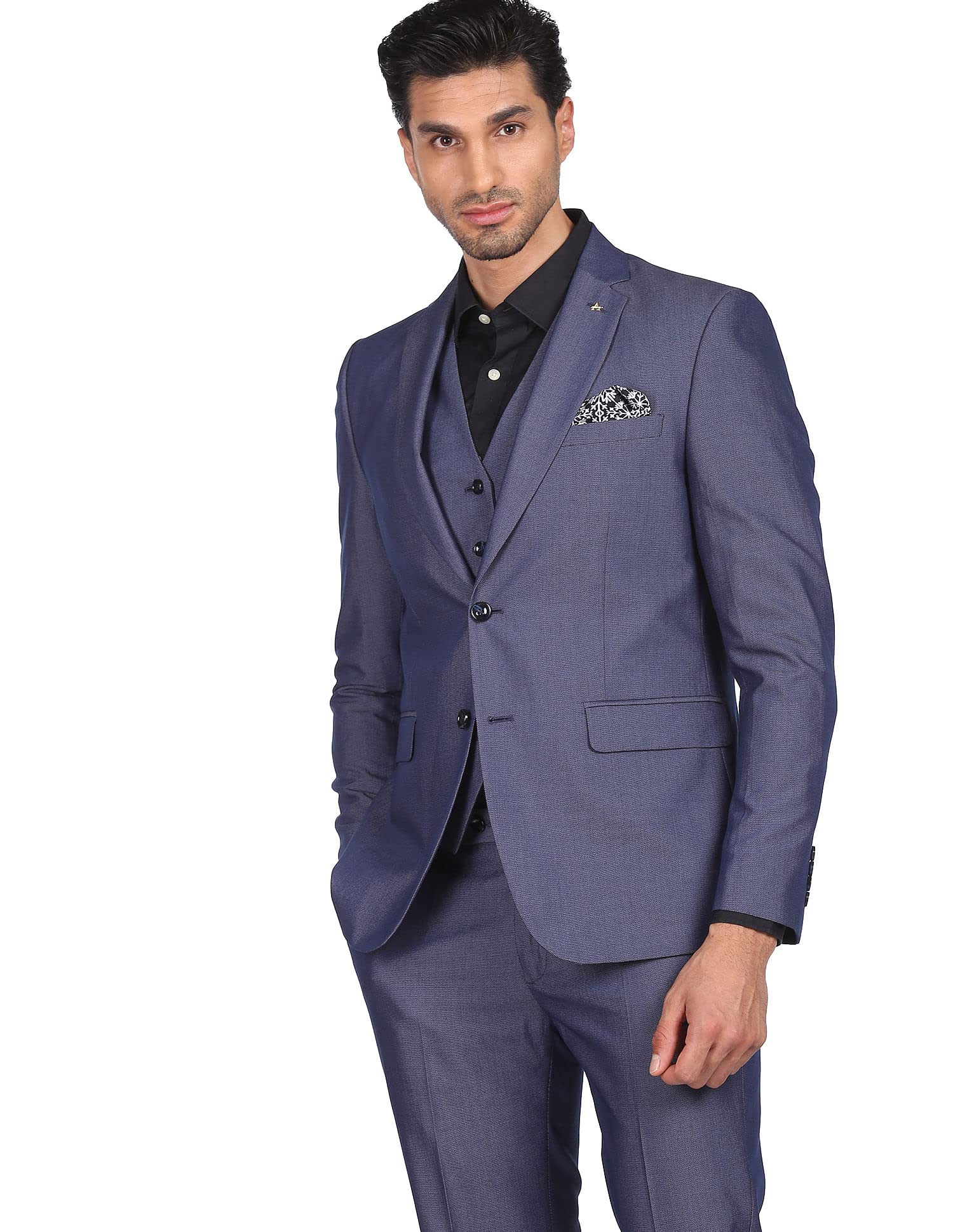 arrow Men Regular Fit Self Design Formal Suit Business Suit Pants Set-picture-29
