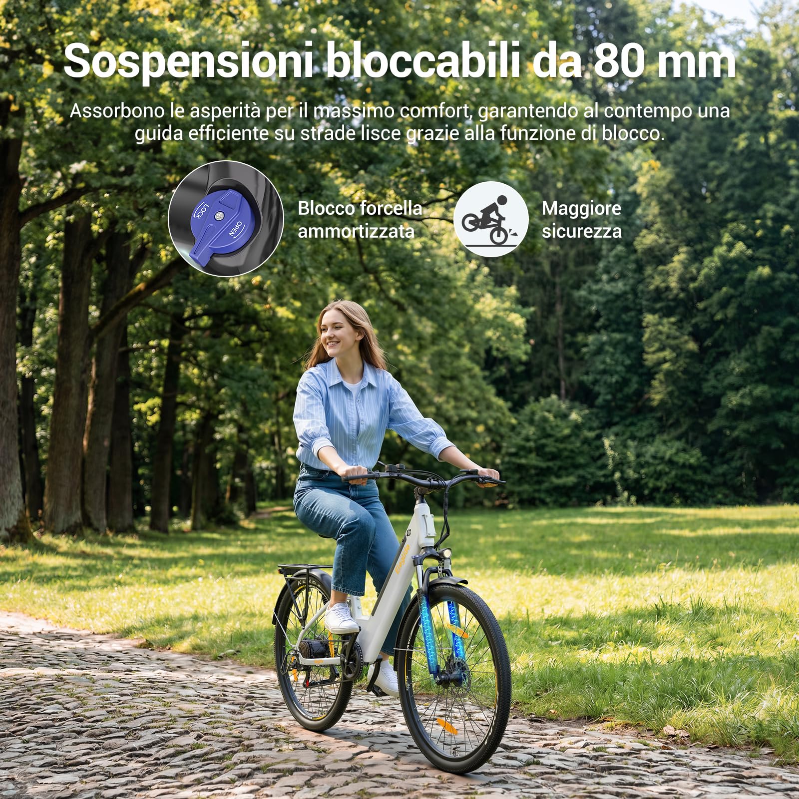 Eleglide Bicicletta elettrica da trekking, bicicletta elettrica T1 Step-Thru, 27,5", bici da trekking, E-Citybike con batteria al litio da 36 V, 13 Ah, fino a 100 KM, motore da 250 W, 7 marce, display